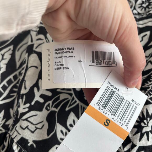 NWT Johnny Was Luciana Tank Dress Black White Sun Moon S Boho Resort Linen - Picture 9 of 16